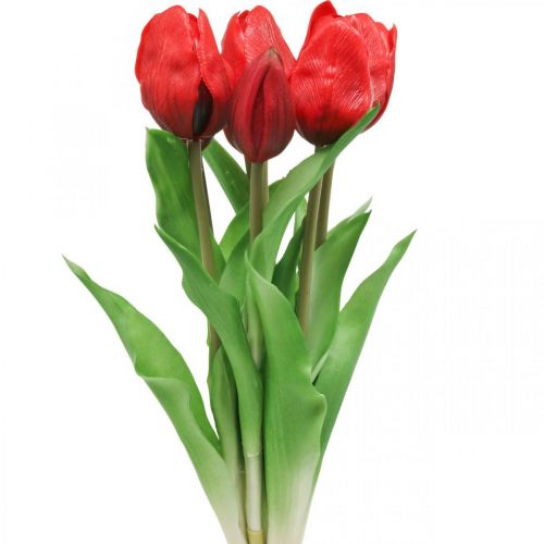 Floristik24 Tulipan czerwony sztuczny kwiat tulipan ozdoba Real Touch 38cm pakiet 7 sztuk