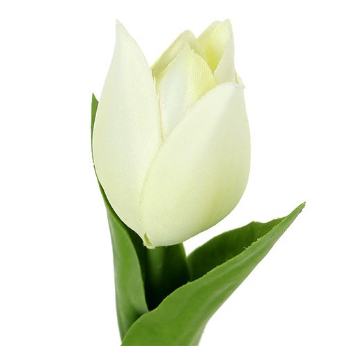 Floristik24 Wiosenna dekoracja, sztuczne tulipany, jedwabne kwiaty, ozdobne tulipany zielono/kremowe 12 sztuk