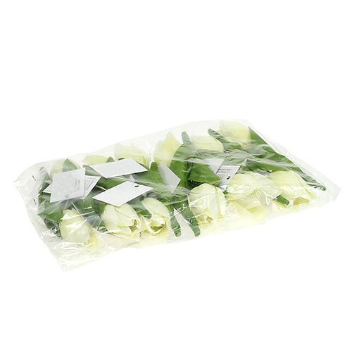 Floristik24 Wiosenna dekoracja, sztuczne tulipany, jedwabne kwiaty, ozdobne tulipany zielono/kremowe 12 sztuk