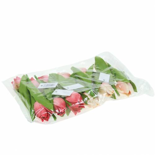Floristik24 Tulipan Mix Kwiatów Sztucznych Różowy Morelowy 16cm 12szt.