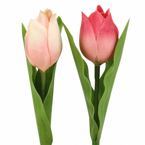 Floristik24 Tulipan Mix Kwiatów Sztucznych Różowy Morelowy 16cm 12szt.