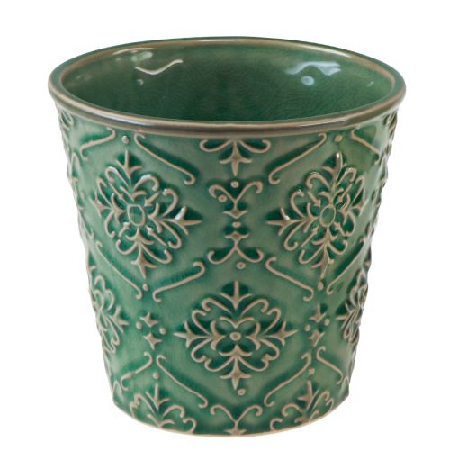 Donica ceramiczna crackle glazura zielona Ø10cm W13cm 2szt