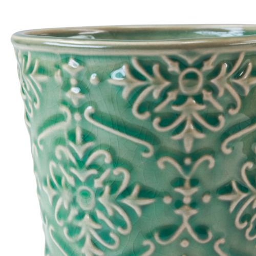 Produkt Donica ceramiczna crackle glazura zielona Ø11cm W11cm 3szt