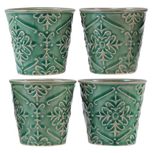 Floristik24 Doniczka ceramiczna crackle glazura zielona Ø7cm W8cm 4szt
