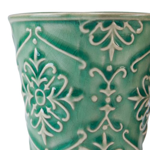 Produkt Doniczka ceramiczna crackle glazura zielona Ø7cm W8cm 4 szt