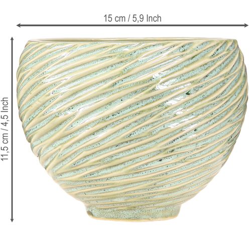 Produkt Doniczka dekoracyjna miska ceramiczna w kolorze zielonym Ø15cm H11cm 2szt