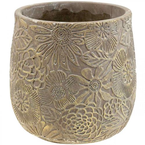 Produkt Ceramiczna doniczka na kwiaty złote kwiaty Ø13,5 cm W15 cm