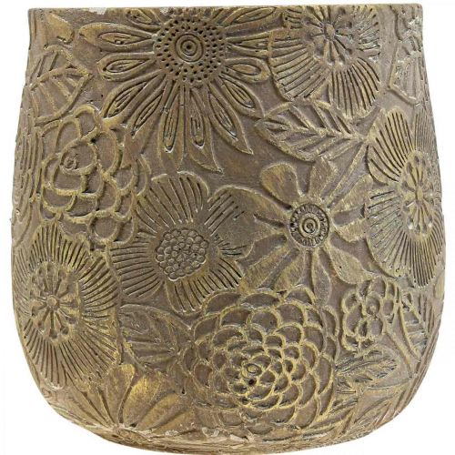 Produkt Ceramiczna doniczka na kwiaty złote kwiaty Ø13,5 cm W15 cm