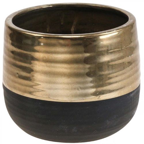 Floristik24 Sadzarka Duża ceramiczna doniczka z czarnego złota Ø20,5 cm wys. 18 cm