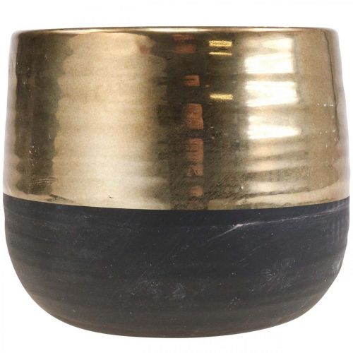 Floristik24 Sadzarka Duża ceramiczna doniczka z czarnego złota Ø20,5 cm wys. 18 cm