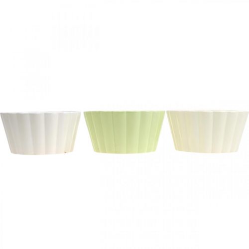 Floristik24 Donica ceramiczna, ozdobna, okrągła, falista, Ø16cm 3szt