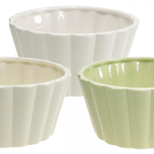 Floristik24 Donica ceramiczna, ozdobna, okrągła, falista, Ø16cm 3szt