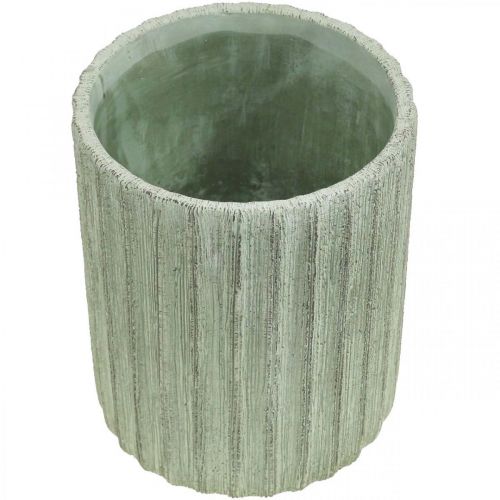 Floristik24 Sadzarka ceramiczna zielona retro w paski Ø13,5 cm wys. 17 cm