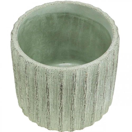 Produkt Doniczka ceramiczna zielona retro w paski Ø12,5 cm W11,5 cm
