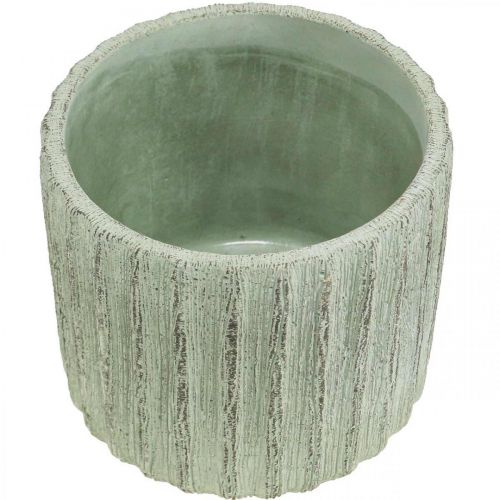 Floristik24 Doniczka ceramiczna zielona retro w paski Ø12,5 cm W11,5 cm