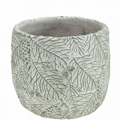 Floristik24 Sadzarka ceramiczna zielona biała szara gałęzie jodły Ø13,5cm W13,5cm