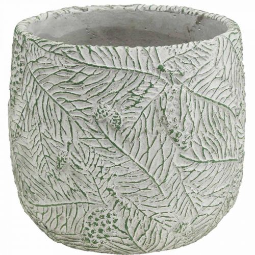 Floristik24 Sadzarka ceramiczna zielona biała szara gałęzie jodły Ø12,5cm H12cm