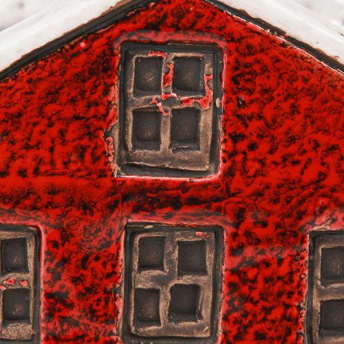 Produkt Doniczka ceramiczna domek adwentowy czerwono-biały 10×10×12cm
