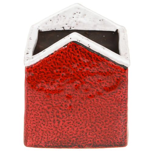 Produkt Doniczka ceramiczna domek adwentowy czerwono-biały 10×10×12cm
