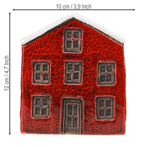 Produkt Doniczka ceramiczna domek adwentowy czerwono-biały 10×10×12cm