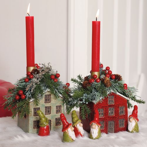 Produkt Doniczka ceramiczna domek adwentowy czerwono-biały 10×10×12cm