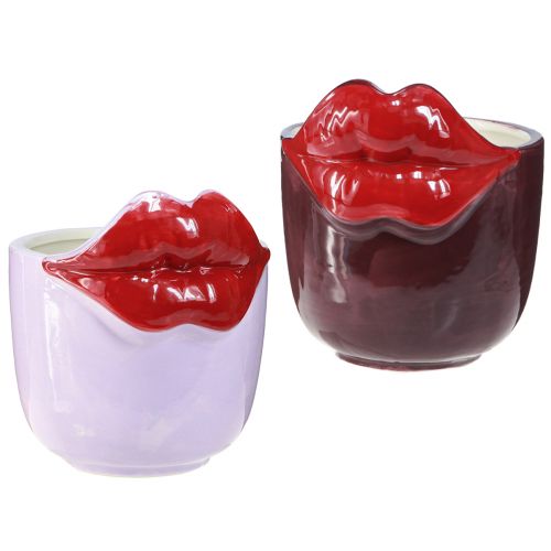 Floristik24 Sadzarka Ceramiczny wazon z całowaniem w usta Różowy Fioletowy Ø14,5cm 2szt