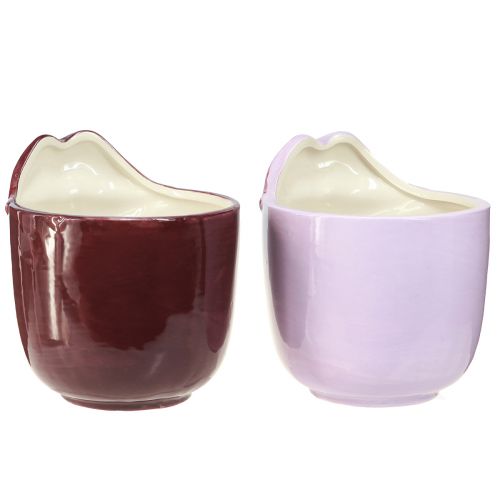 Floristik24 Sadzarka Ceramiczny wazon z całowaniem w usta Różowy Fioletowy Ø14,5cm 2szt