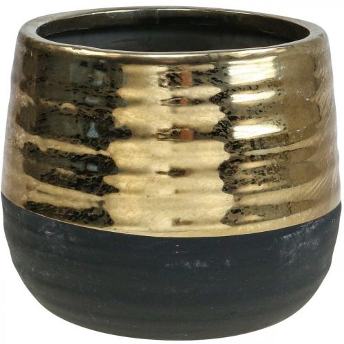 Floristik24 Sadzarka Ceramiczna doniczka z czarnego złota Ø13cm W12,5cm