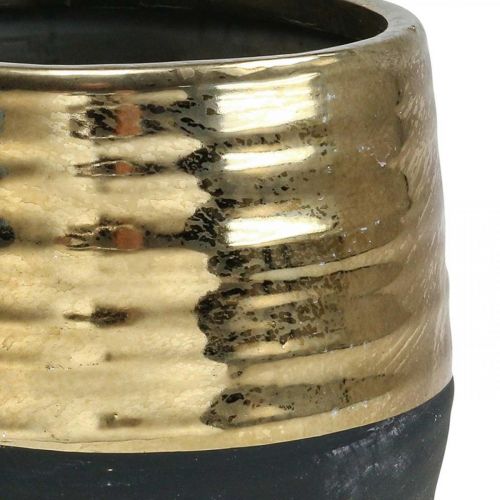 Floristik24 Sadzarka Ceramiczna doniczka z czarnego złota Ø13cm W12,5cm