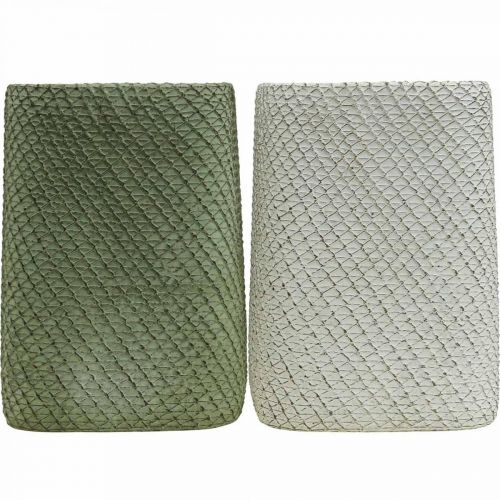 Produkt Sadzarka ceramiczna biała zielona siatka reliefowa 14x14cm H21.5cm 2szt