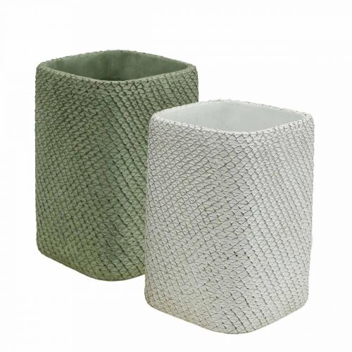 Produkt Sadzarka ceramiczna biała zielona siatka reliefowa 12x12cm H17.5cm 2szt