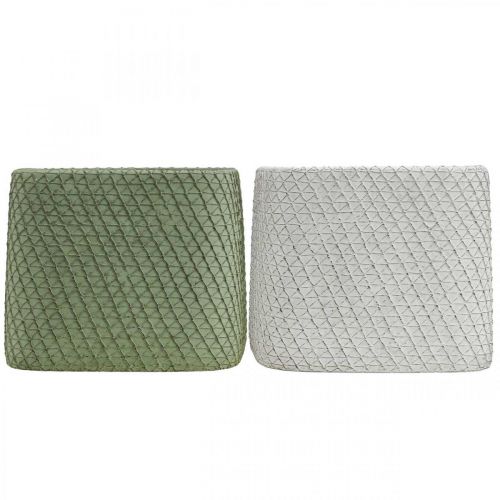 Produkt Sadzarka ceramiczna biała zielona siatka reliefowa 12,5x12,5cm H9cm 2szt