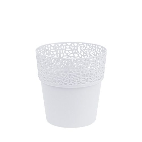 Floristik24 Donica plastikowa biała Ø11,5cm W12,5cm 1 szt