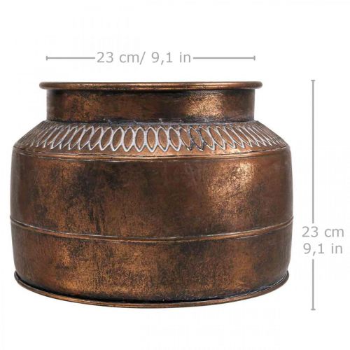 Floristik24 Doniczka duża metalowa miedziana reliefowa donica dekoracyjna Ø31,5cm W23cm