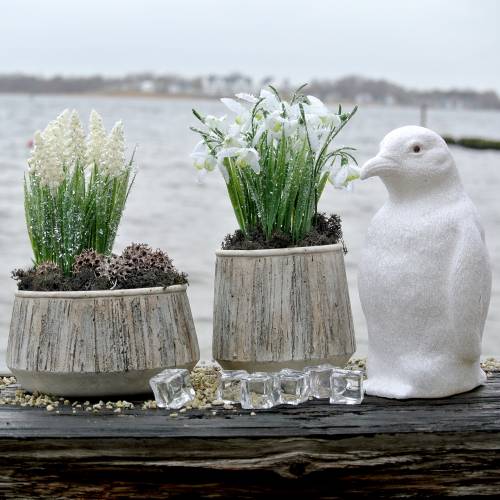 Floristik24 Wazon do doniczki betonowy design drewno Ø15cm