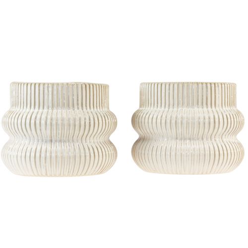 Produkt Doniczka ceramiczna z żłobkowanym wzorem Ø10cm W11cm 2szt