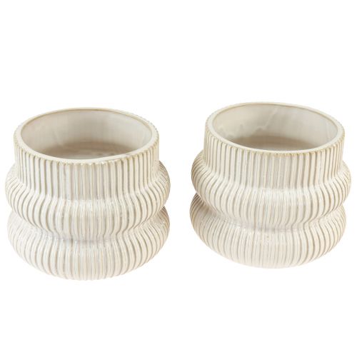 Floristik24 Doniczka ceramiczna z żłobkowanym wzorem Ø10cm W11cm 2szt