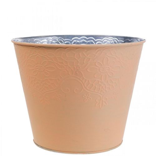 Floristik24 Sadzarka metalowa doniczka pastelowa pomarańcza Ø16cm W14cm