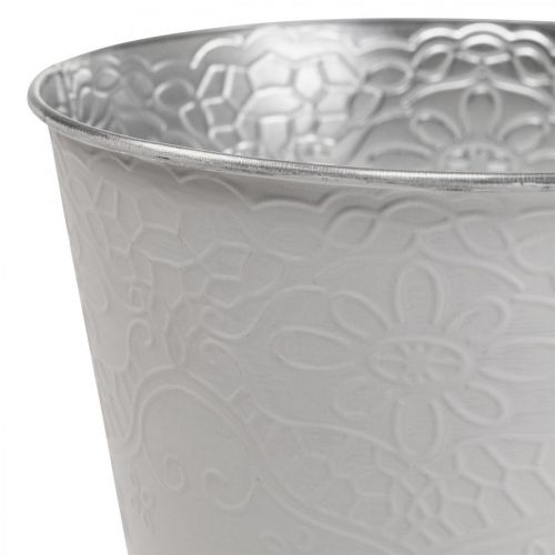 Floristik24 Sadzarka metalowa doniczka pastelowa biała Ø13,5 cm W12,5 cm
