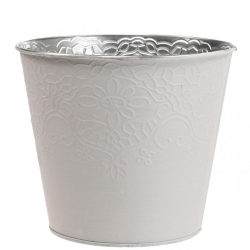 Sadzarka metalowa doniczka pastelowa biała Ø16cm W14cm