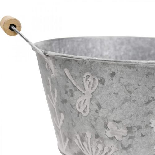 Floristik24 Doniczka metalowa ozdobna miska kwiaty z uchwytem Ø24,5cm W10cm