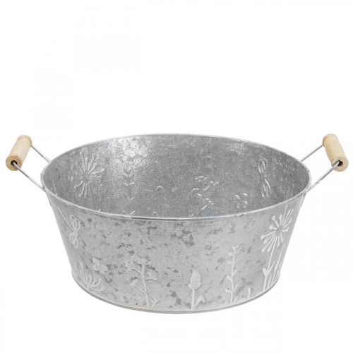 Floristik24 Doniczka metalowa ozdobna miska kwiaty z uchwytem Ø24,5cm W10cm