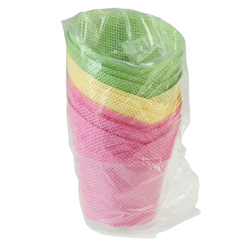 Produkt Papier doniczkowy tkany różowy, żółty, zielony Ø7cm W13cm 12szt