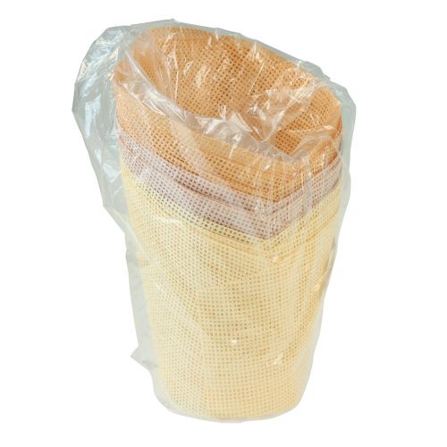 Produkt Papier doniczkowy tkany waniliowy, pomarańczowy, różowy Ø9cm W18cm 9szt