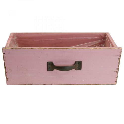 Floristik24 Szuflada do sadzarki Drewniana doniczka różowa 25×13×9cm