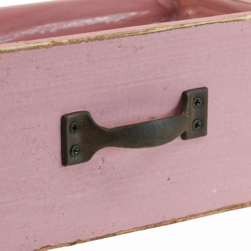 Floristik24 Szuflada do sadzarki Drewniana doniczka różowa 25×13×9cm