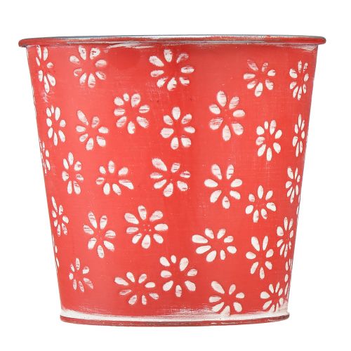 Produkt Doniczka czerwono-biała doniczka kwiatowa metalowa Ø12,5 cm W11,5 cm