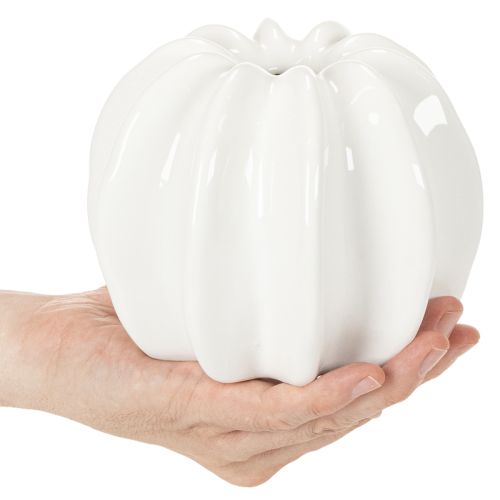 Ceramiczny wazon w kształcie dyni, biały, dekoracja domu, 15 cm | Floristik24.pl