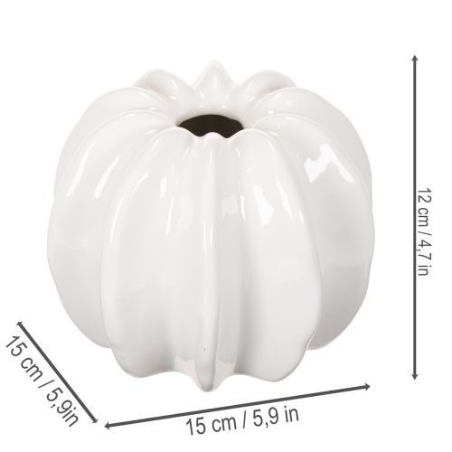 Ceramiczny wazon w kształcie dyni, biały, dekoracja domu, 15 cm | Floristik24.pl