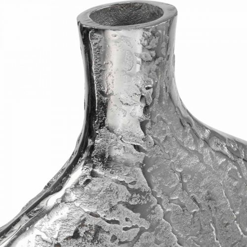 Produkt Wazon dekoracyjny metalowy młotkowany wazon na kwiaty srebrny 33x8x36cm